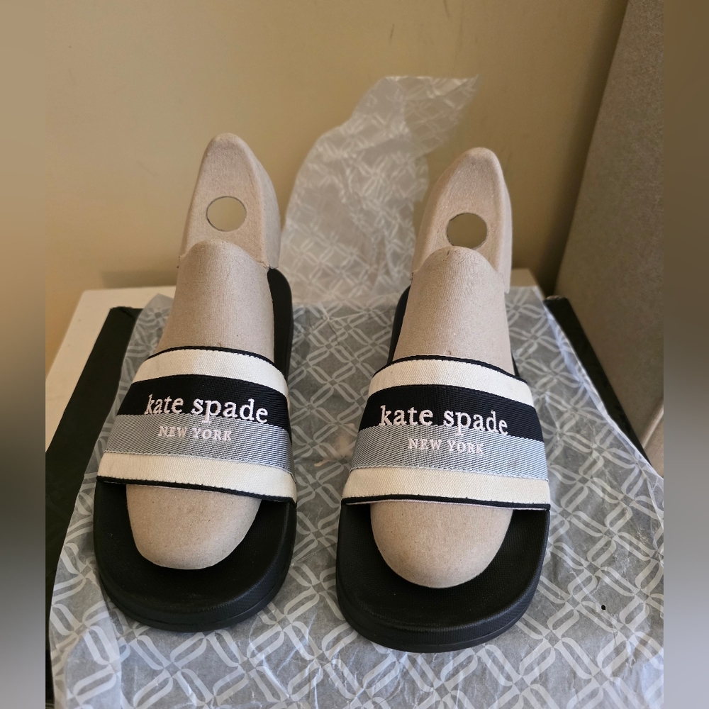 Kate Spade Black and White Slide Sandals